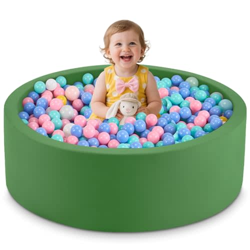Aunekiv 35.4" x 11.8" Foam Ball Pit for Toddlers, Baby Round Balls Pool for Babies 1-3, Kids Play Ball Pits Ideal Gift for Boys and Girls, Balls Not Included, Green