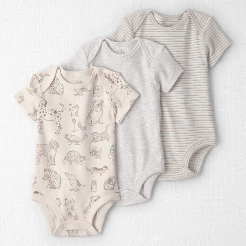 Baby 3-Pack Dogs Short-Sleeve Multipack Bodysuits - White | Carter’s Oshkosh Canada