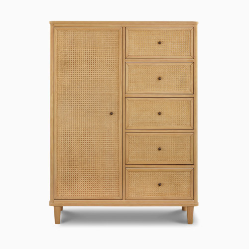 Namesake Marin with Cane Assembled Chifforobe - Honey/Honey Cane