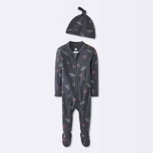 Baby Ghost Sleep N' Play with Hat - Cloud Island™ Charcoal Gray 0-3M