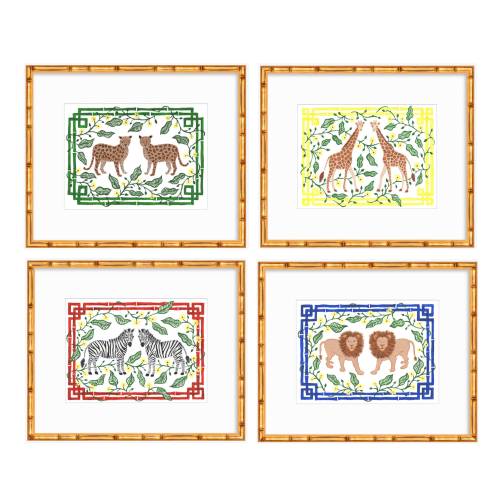 Trendy Jungle Delight: Original Four-Animal Kingdom Art Print Set for Wildly Stylish Spaces!