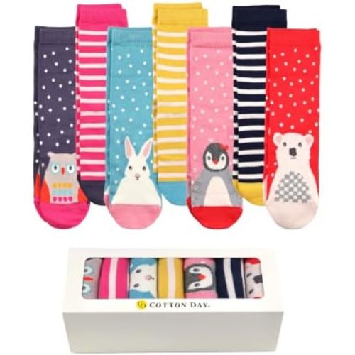 COTTON DAY 7 Days of the Week Kids Girls Cute Fashion Design Socks Gift Box