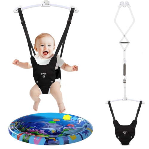 G TALECO GEAR Baby Jumpers and Bouncers, Protable Jumper Doorway with Water Mat, Easy to Assemble, Jumper for Baby Boys/Girls, Black