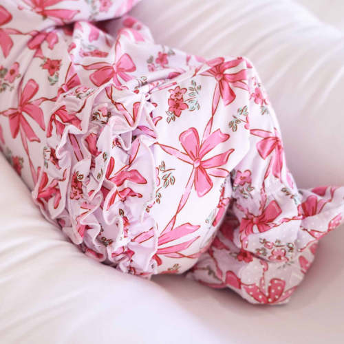 Bow Besties Ruffle Zipper Footie | Caden Lane
