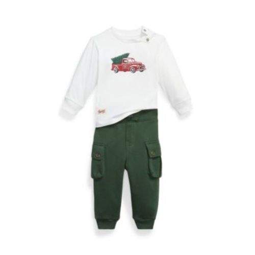 Baby Boys' Truck-Print Jersey T-Shirt and Fleece Pants, 2-Piece Set