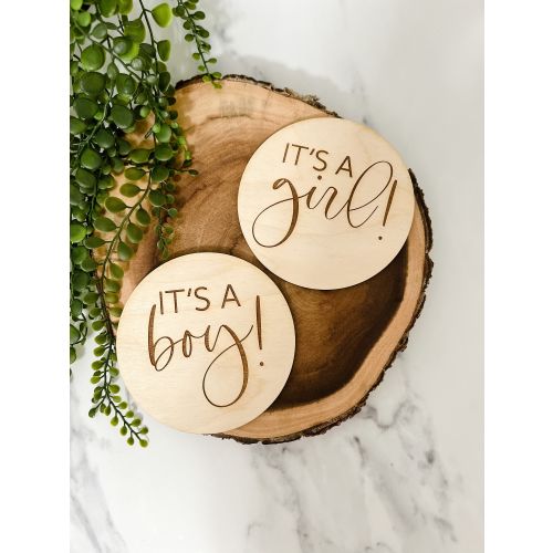 Double Sided Gender Reveal Sign, Pregnancy Announcement, Birth Announcement, Maternity Photo Prop, Wooden Pregnancy Announcement Prop