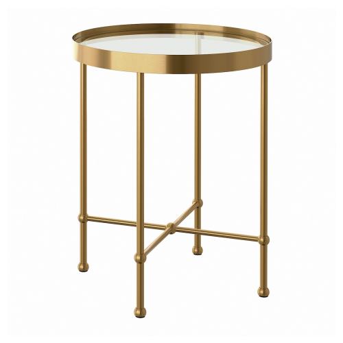 TORSJÖ Side table - gold effect/glass 17 3/4 "