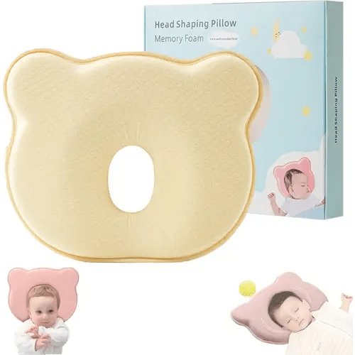 Baby Pillow to Prevent Flat Head, Baby Pillows for Sleeping Newborn, Newborn Pillow to Prevent Flat Head, Memory Foam Pillow Core, Newborn Baby Anti-Biased Head Correction, Comfort Support (Yellow)