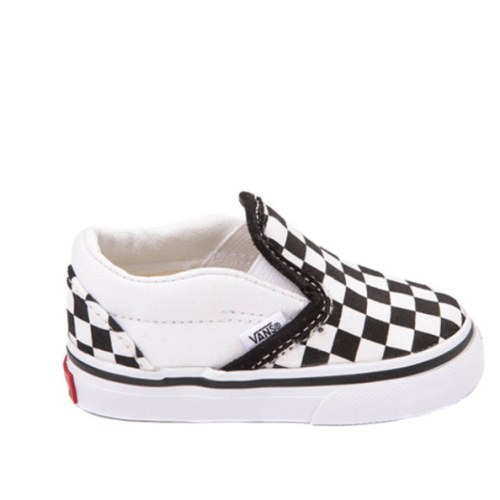 Vans Slip-On Checkerboard Skate Shoe - Baby / Toddler - Black / White | Journeys