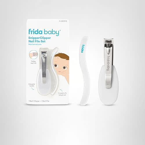 Frida Baby NailFrida Baby Nail Clippers & Nail File & Buffer for Newborns and Up, Safety Spyhole, Nickel Free, Curved Clipper to Fit Babies Nails