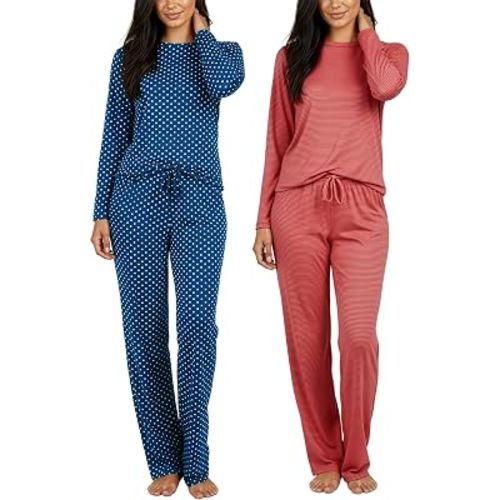 2 Pack Women's Pajama Sets Long Sleeve Sleepwear Comfy Cute Loungewear PJ