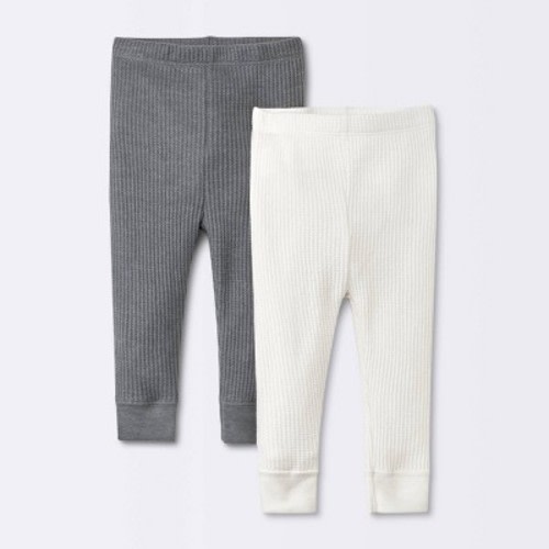 Baby 2pk Basic Waffle Pants - Cloud Island™ Off-White, Size: 0-3M
