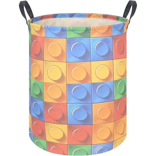 FXOLCSHE Toy storage basket,Building block toy storage basket,Nursery laundry hamper,Waterproof foldable laundry basket for kids,Clothes Organizer Basket,Toys Box,Room Decor(Blocks)