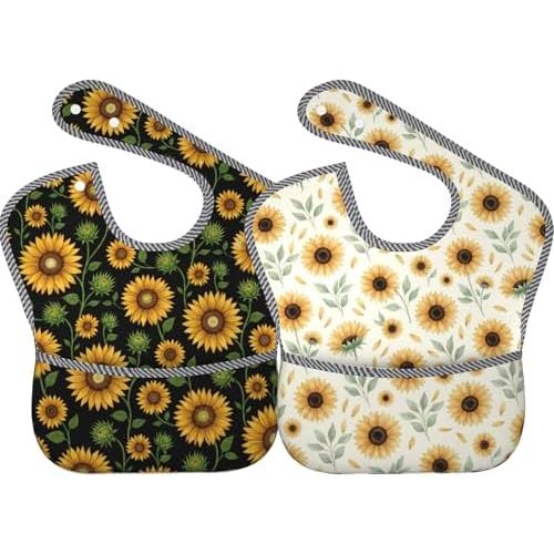 Cute Bibs 2Packs for 6-24 Months Washable Fabric Waterproof