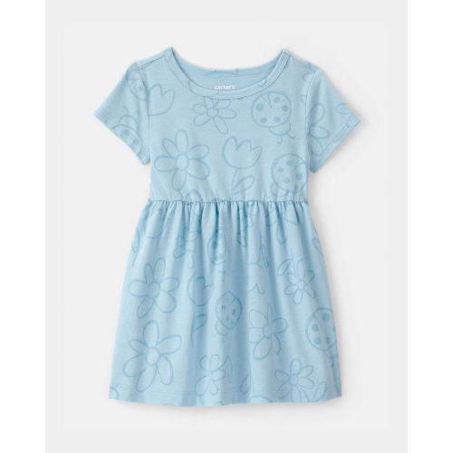 Baby Girl Floral Ladybug Short-Sleeve Dress - Blue | Carter's