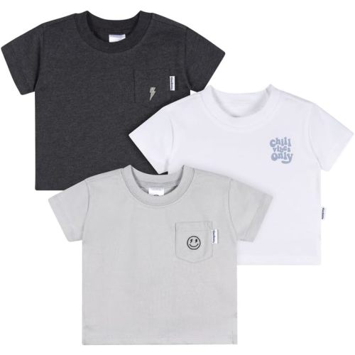 Gerber baby-boys Toddler 3-pack Short Sleeve Pocket Tees