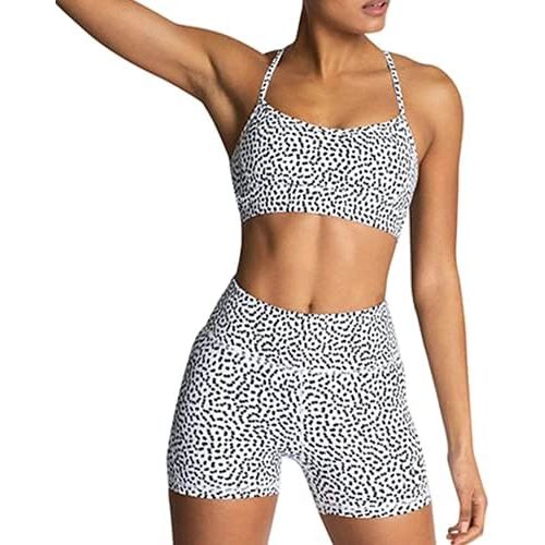 IMEKIS Women's Workout Sets 2 Piece Yoga Outfit High Waisted Biker Shorts Leggings Sports Bra Gym Fitness Clothes Tracksuit
