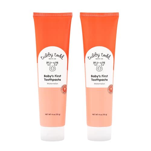 Tubby Todd Fluoride Free Kids Toothpaste | Made with Xylitol, Safe for Baby, Toddler, Infant and Children, 4 oz, 2 Pack, Watermelon Flavor