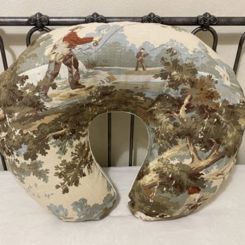 English Countryside Hunting Fishing Toile Nursing Pillow Cover - Just Baby Designs