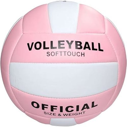 Super Softy Volleyball, Pink Volleyballs for Inside House and Yard, Official Size 5 Volleyball, Training Props for Girls, Kids, Youth Beginners Trainer