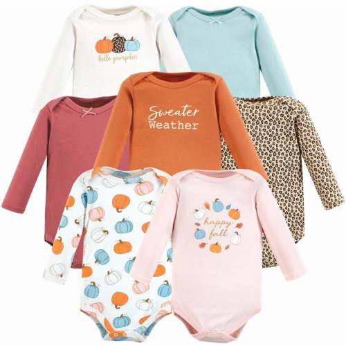 Hudson Baby Cotton Long-Sleeve Bodysuits, 7-Pack, Preemie-24 Months