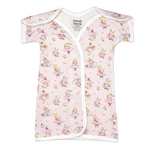 Perfectly Preemie Boy's & Girl's Open-Shoulder Short-Sleeve Ultra Soft NICU Gown - NICU Friendly - Preemie (3-6lbs)