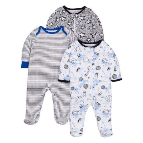 100% Organic Cotton Sleep 'N Play Pajamas, 3-pack (Baby Boys) - Black