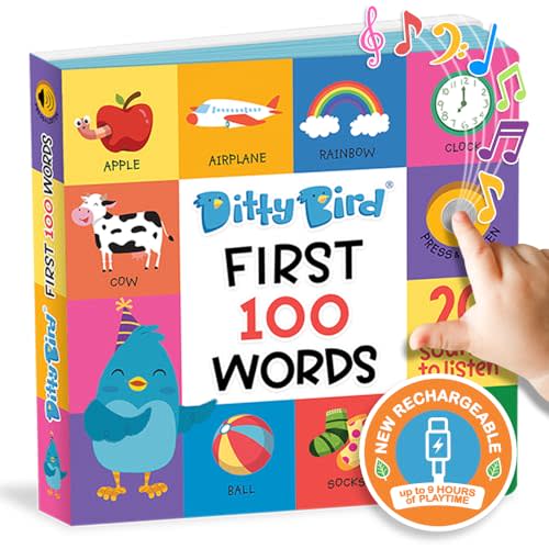 Ditty Bird | First 100 Words Interactive Sound Book for toddlers 1- 3 | speech therapy | Educational Learning books for 1 year old
