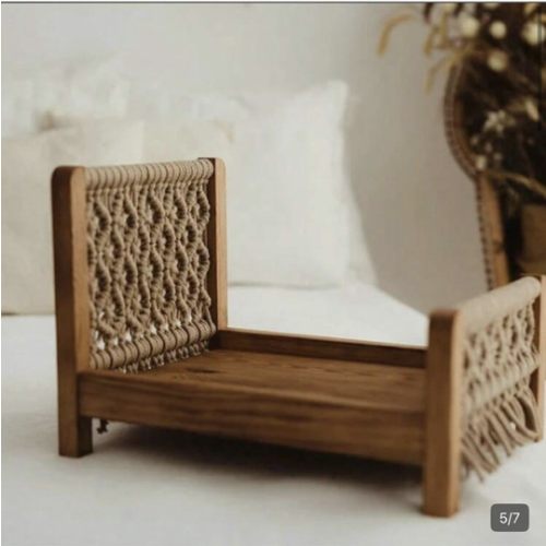 Handmade Wooden Baby Photography Props, Newborn Posing Basket Woven Cot Shoot Photo Studio Accessories