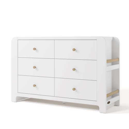 Graco Read-with-Me 6 Drawer Chest with Bookshelves, White with Driftwood