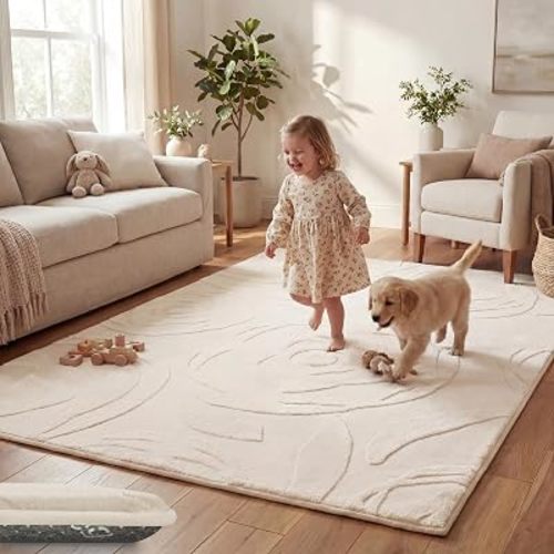 1.3" Thick Baby Play Mat 59x79 Plush Foam Mats for Baby (Ivory)
