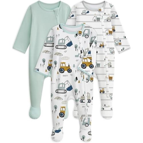Baby Pajamas 100% Cotton Baby Sleepers for Newborn 0-3 3-6 6-9 Months 3Pcs Footie Pajamas Baby Boys Girls Clothes