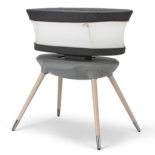 Maxi-Cosi Starling Smart Bassinet, CryAssist AI Cry Translation, 5 Rocking Motions, Cozy Mattress Pad, Machine-Washable Cover, Built in Bluetooth Speaker, Natural Heritage-COSI