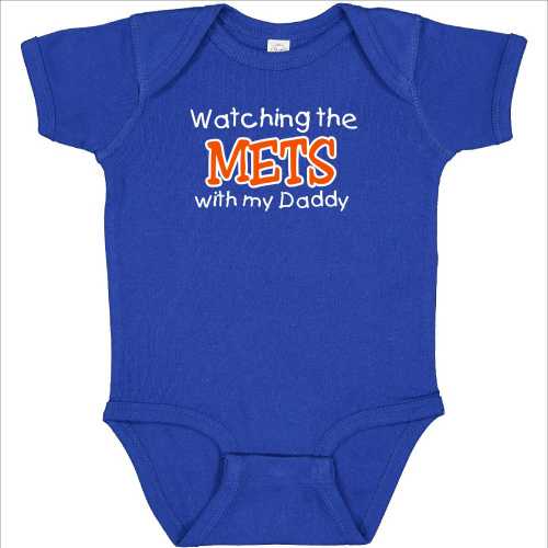 Watching the Mets with my Daddy Baby Fan Bodysuit - Royal