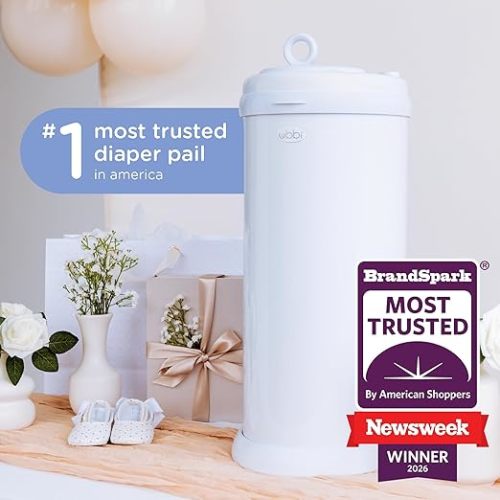 Ubbi Steel Diaper Pail, Odor Locking, No Special Bag Required, Award-Winning, Registry Must-Have, White