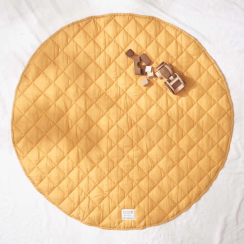 Warren Hill Quilted Linen Baby Play Mat – Sunflower | Soft, Durable & Machine Washable