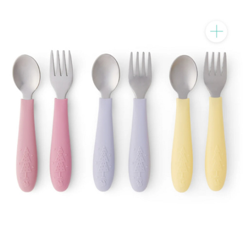 Babies/Toddler Stainless Steel Spoons + Forks with Silicone Handle