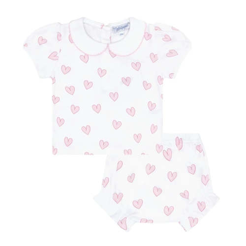Pink Heart Print Diaper Cover Set