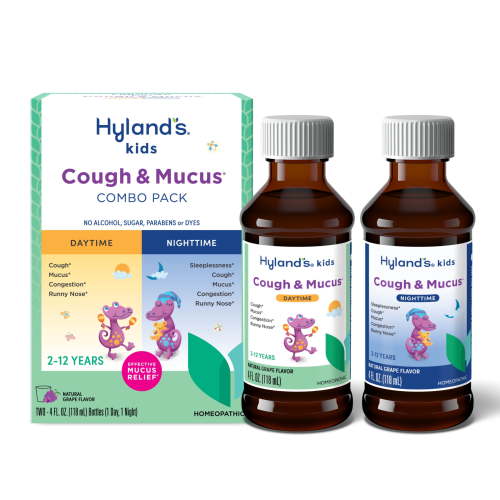 Hyland's Kids Cough & Mucus Grape Liquid, Day & Night Combo Pack, 8 fl oz HSA/FSA Eligible