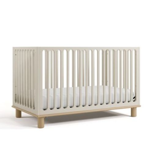 Storkcraft Sicily Deluxe 3-in-1 Convertible Crib with Toddler Guardrail Frosted Oat/Driftwood