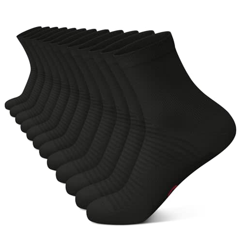 Compression Running Ankle Socks for Men and Women (6 Pairs), Quarter Athletic Socks for Running, Cycling, Golf, Work