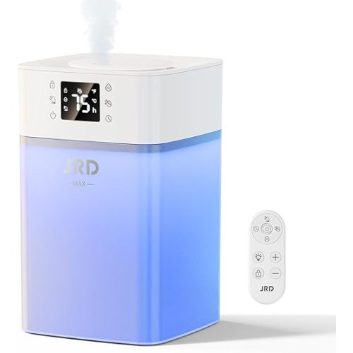 JRD 4L Humidifiers for Bedroom, Cool Mist Humidifier for Large Room, 40H Runtime, 360° Nozzle, Night Light for Home, Office, Baby Nursery, Plants（White）