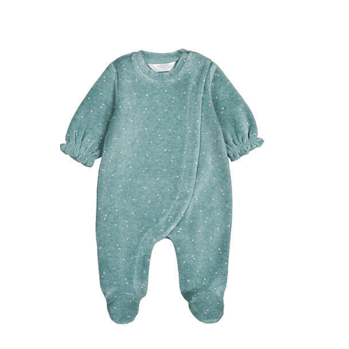 Green Polka Dot Velour Footie – Drool and Co