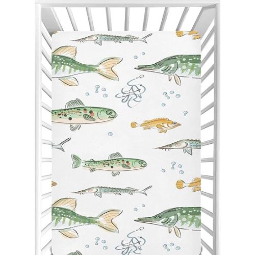 CaTaKu Watercolor Fish Mini Crib Sheets for Girls Boys Baby Mattress Sheets Fitted, Soft Toddler Nursery Bed Sheets Neutral 28"x 52"