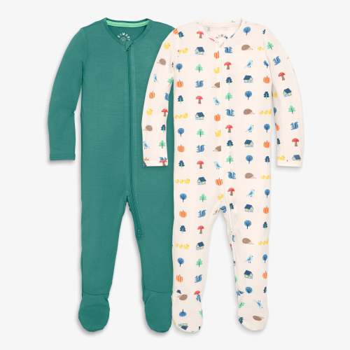Baby stretch modal zip footie gift set - Sunwashed teal / 0-3