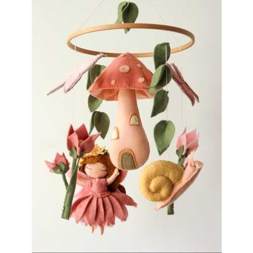 Fairy mushroom mobile, fairy garden mobile, pink mushroom mobile, magical fairy forest mobile girl