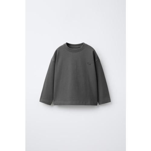 HEAVYWEIGHT EMBROIDERED T-SHIRT - Anthracite grey | ZARA United States
