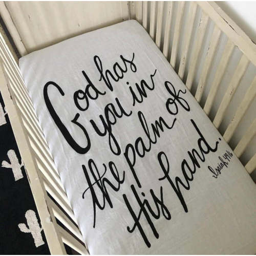 God has you in the palm of his hand | fitted crib sheet – goodnightdoll