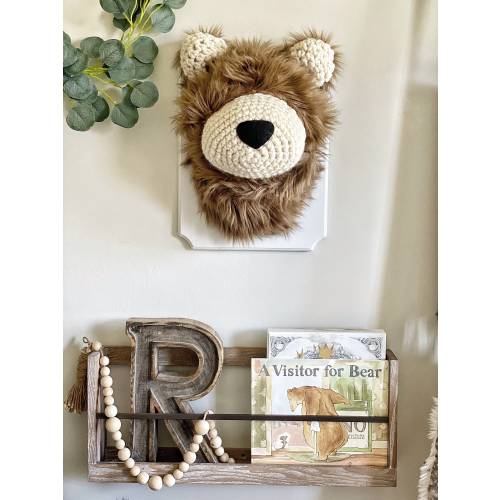 Crochet Cappuccino Bear Wall Mount: Faux Taxidermy Nursery Decor