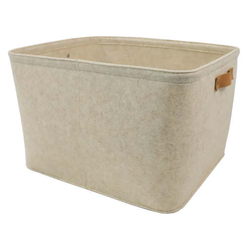Mainstays Large Oatmeal Brown Felt Decorative Storage Basket, 16.5 in x 14 in x 10.5 in